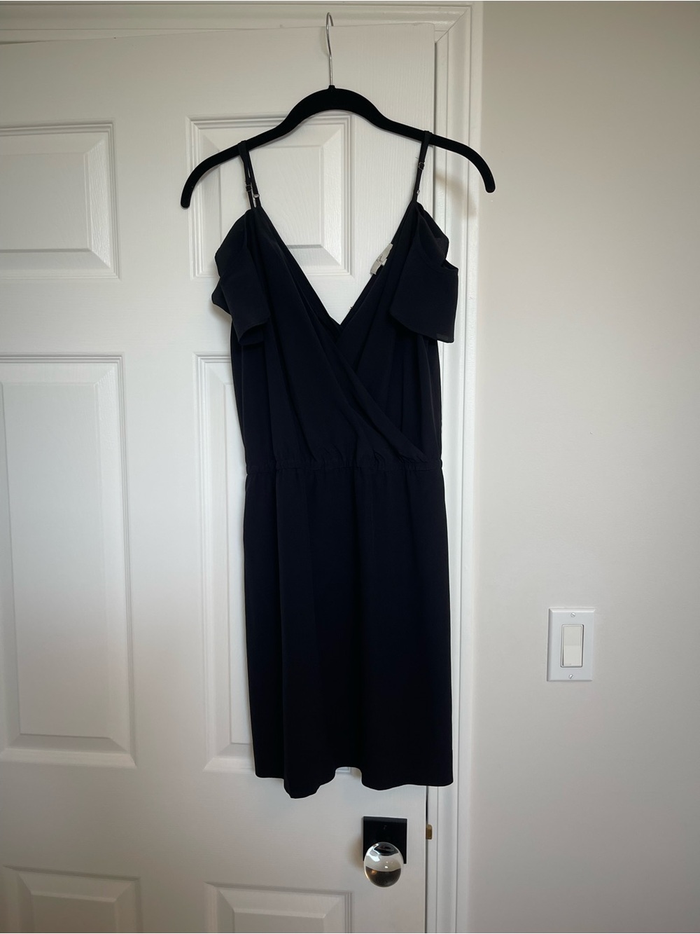 Joie Black Mini Wrap Dress with Ruffle Straps - Picture 3 of 3
